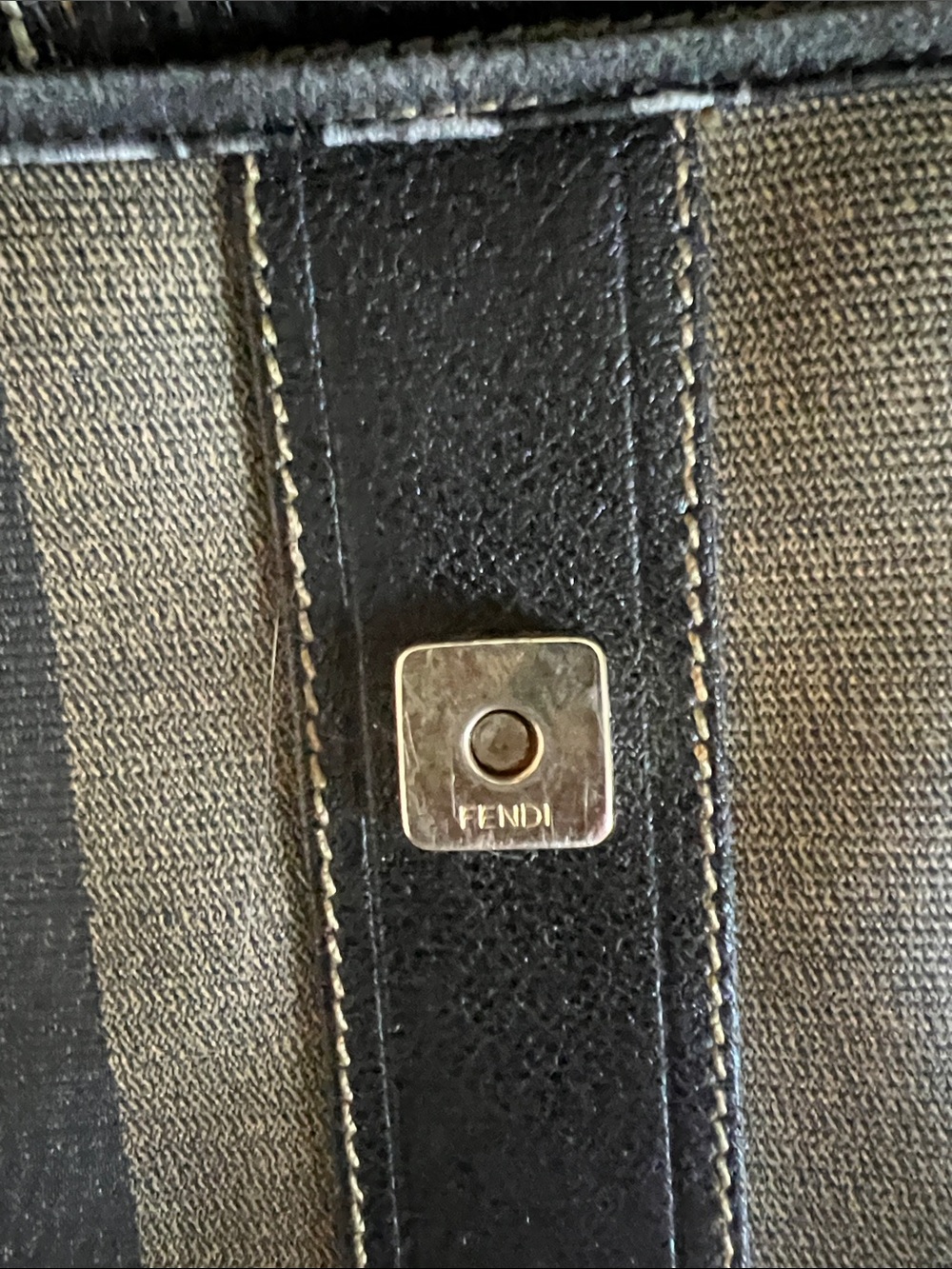 Fendi Striped Flap Crossbody - Black & Brown - Picture 5 of 5